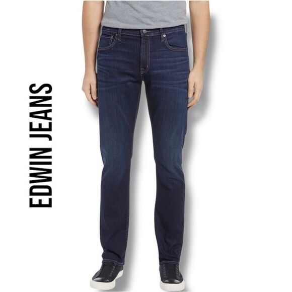 EDWIN Men’s Jace Slim Straight Leg Jeans in the Size 31X32 in Icon Blue Color - Picture 13 of 14